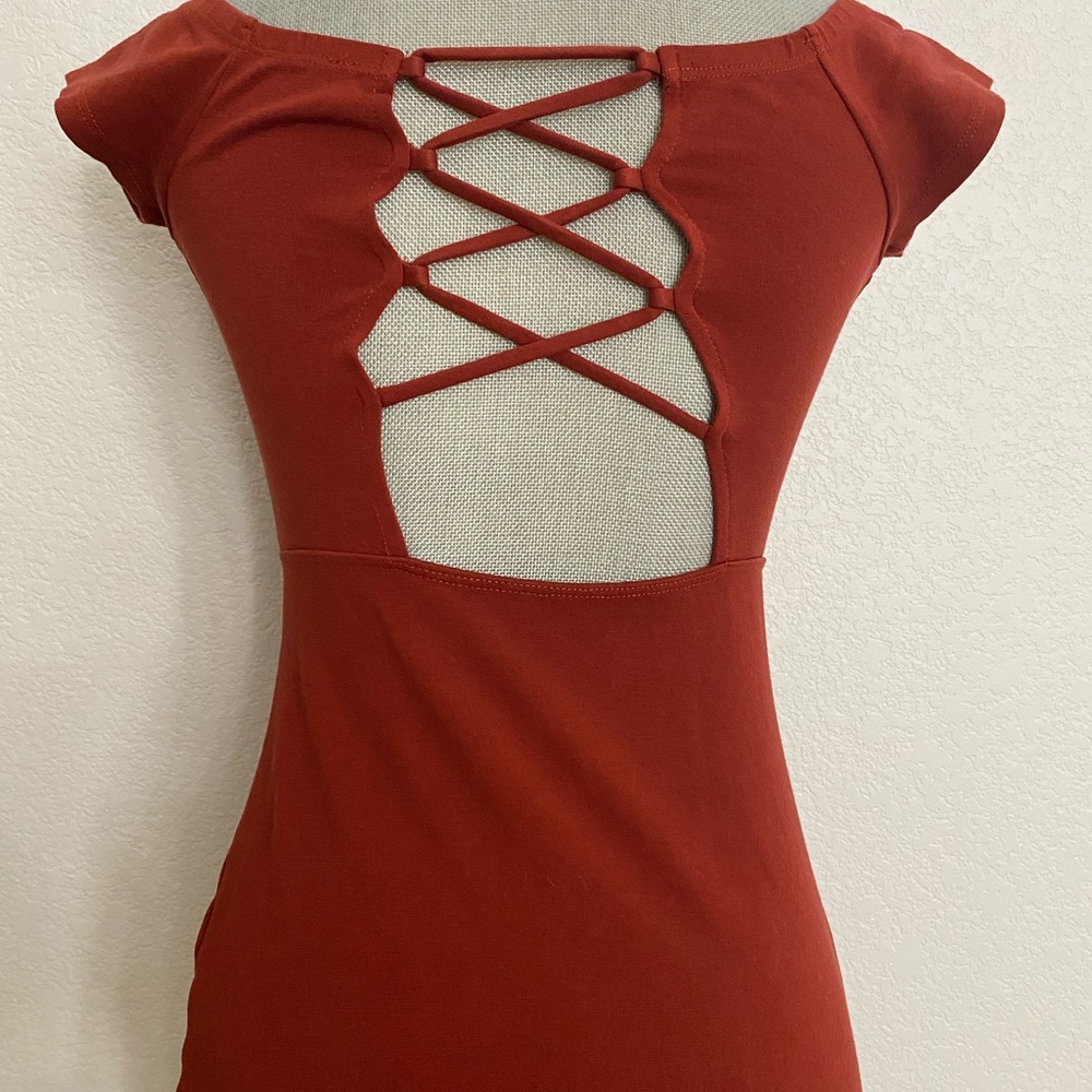 Burnt orange mini dress